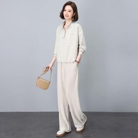 FA47960# 秋季新款灰色套装女大码休闲运动时尚超卫衣搭一整套 服裝批發女裝批發服飾貨源