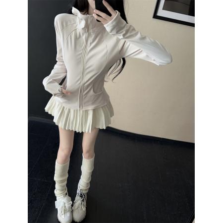 FA47961# 复古洋气连帽纯色卫衣外套女秋冬新款收腰显瘦长袖 服裝批發女裝批發服飾貨源