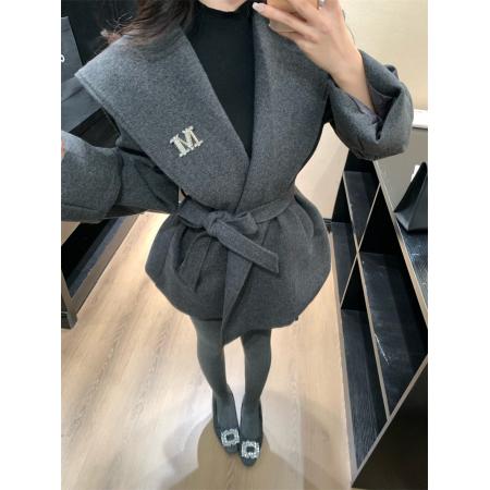 毛呢外套女冬新款气质海军领收腰系带减龄毛呢大衣 服裝批發女裝批發服飾貨源