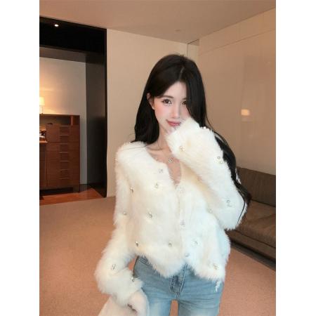 法式软糯重工毛衣外套女秋冬小香风宽松显瘦毛茸茸上衣 服裝批發女裝批發服飾貨源