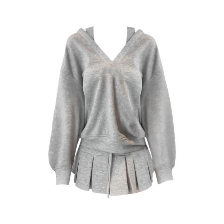 FA47968# 新款女装搭配一整套休闲运动连帽卫衣短裙两件套装春秋 服裝批發女裝批發服飾貨源