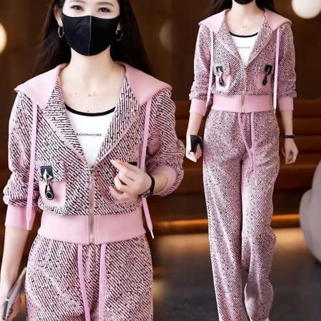 FA47976# 休闲运动套装女春秋新款洋气减龄连帽开衫外套80后女装两件套 服裝批發女裝批發服飾貨源