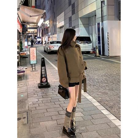 FA47977# 短款立领呢子大衣女秋冬装韩系轻奢名媛气质赫本风小个子毛呢外套 服裝批發女裝批發服飾貨源