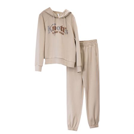 FA47989# 加绒加厚休闲套装秋冬新款洋气减龄显瘦连帽卫衣束脚裤两件套 服裝批發女裝批發服飾貨源