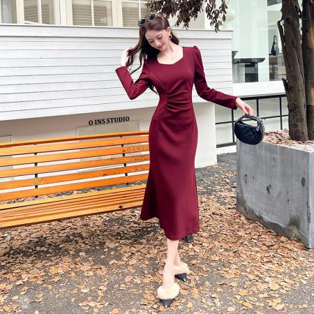 FA48001# 视频网红秋季时尚气质显瘦长裙包臀连衣裙 服裝批發女裝批發服飾貨源