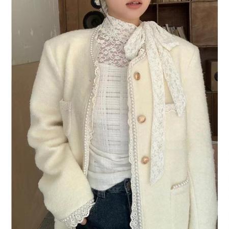 FA48023# 内搭打底衫女秋新款高级感蕾丝修身t恤长袖独特绝美上衣 服裝批發女裝批發服飾貨源