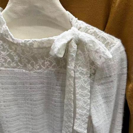 FA48023# 内搭打底衫女秋新款高级感蕾丝修身t恤长袖独特绝美上衣 服裝批發女裝批發服飾貨源