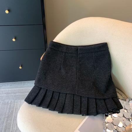 FA48062# 上美拉德咖色百褶毛呢半身裙女秋冬立体毛绒a字裙设计感显瘦 服裝批發女裝批發服飾貨源