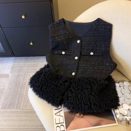 FA48063# 上韩版设计款小香风加厚马夹女秋冬高端气质马甲外套潮 服裝批發女裝批發服飾貨源