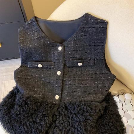 FA48063# 上韩版设计款小香风加厚马夹女秋冬高端气质马甲外套潮 服裝批發女裝批發服飾貨源