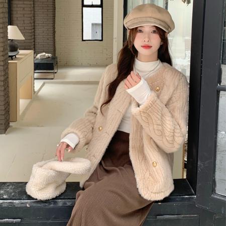 FA48080# 小香风环保水貂皮草外套女短款冬季年轻款小个子减龄毛毛上衣 服裝批發女裝批發服飾貨源