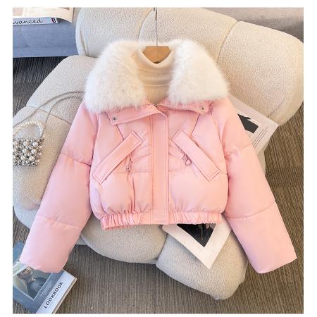 FA48081# 派克服女冬季新款显瘦羽绒棉服时尚加绒厚皮毛一体外套 服裝批發女裝批發服飾貨源