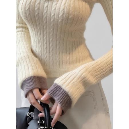 FA48087# 奶呼呼软糯针织衫女秋冬不撞款独特超好看内搭打底别致假两件上衣 服裝批發女裝批發服飾貨源