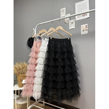 FA48089# 秋冬新款韩系超仙绝美纱裙多层荷叶边蛋糕裙小众设计感长裙 服裝批發女裝批發服飾貨源