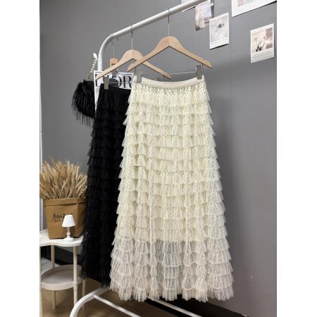 FA48090# 新款韩系穿搭波点千层蛋糕裙超仙绝美百搭显瘦纱裙长裙 服裝批發女裝批發服飾貨源