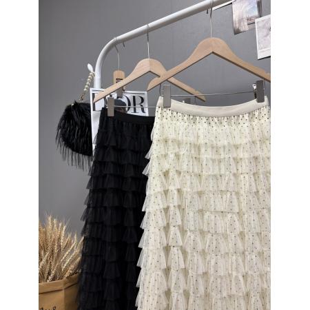 FA48090# 新款韩系穿搭波点千层蛋糕裙超仙绝美百搭显瘦纱裙长裙 服裝批發女裝批發服飾貨源