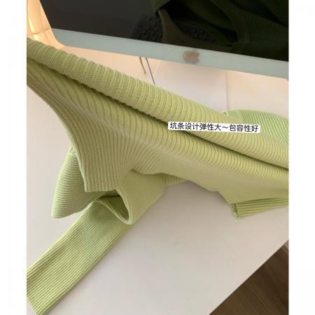 FA48097# 坑条打底衫女装内搭秋冬季新款毛衣针织V领修身紧身长袖上衣 服裝批發女裝批發服飾貨源