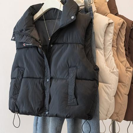 FA48102# 冬季款羽绒棉服刺绣马甲时尚减龄宽松显瘦洋气百搭棉衣外套女 服裝批發女裝批發服飾貨源