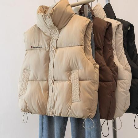 FA48102# 冬季款羽绒棉服刺绣马甲时尚减龄宽松显瘦洋气百搭棉衣外套女 服裝批發女裝批發服飾貨源