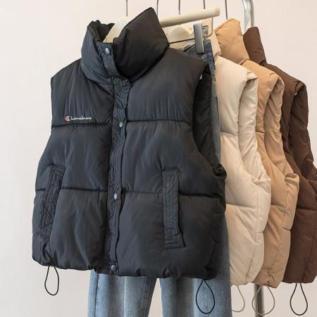 FA48102# 冬季款羽绒棉服刺绣马甲时尚减龄宽松显瘦洋气百搭棉衣外套女 服裝批發女裝批發服飾貨源