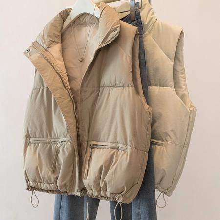 FA48103# 设计感羽绒棉马甲冬季新款减龄显洋气百搭马夹棉服外套女 服裝批發女裝批發服飾貨源