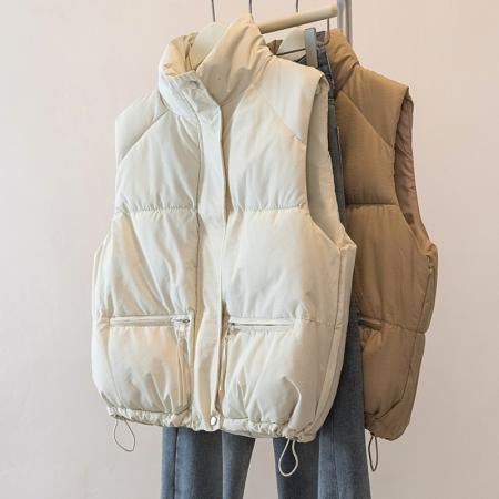 FA48103# 设计感羽绒棉马甲冬季新款减龄显洋气百搭马夹棉服外套女 服裝批發女裝批發服飾貨源