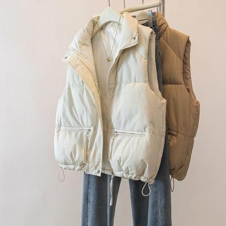 FA48103# 设计感羽绒棉马甲冬季新款减龄显洋气百搭马夹棉服外套女 服裝批發女裝批發服飾貨源