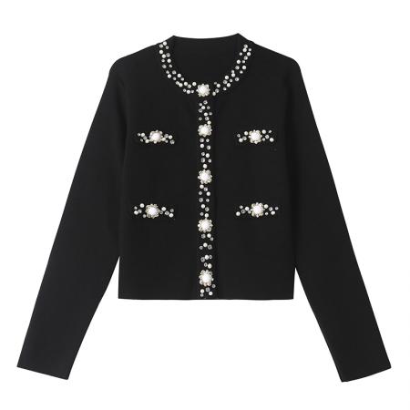 FA48118# 新款高品质重工水钻小香风毛针织上衣+千层蛋糕裙两件套 服裝批發女裝批發服飾貨源