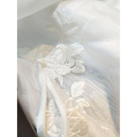 LN76378# 白色中式圆领绣花衬衫女秋季新款时髦百搭休闲国风上衣潮