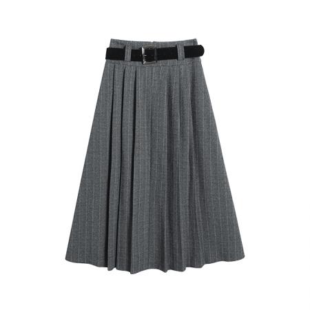 FA48126# 秋冬新款加厚毛呢时尚高腰百褶显瘦中长款a字半身裙 服裝批發女裝批發服飾貨源