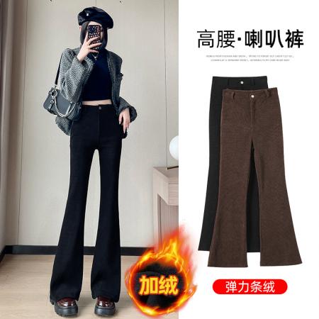 FA48137# 秋冬新款韩版高腰显瘦微喇叭裤百搭休闲西装裤长裤女 服裝批發女裝批發服飾貨源