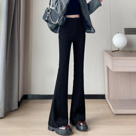 FA48137# 秋冬新款韩版高腰显瘦微喇叭裤百搭休闲西装裤长裤女 服裝批發女裝批發服飾貨源