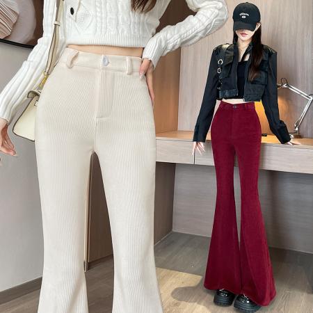 FA48139# 秋冬新款韩版高腰显瘦微喇叭裤百搭休闲西装裤长裤女 服裝批發女裝批發服飾貨源