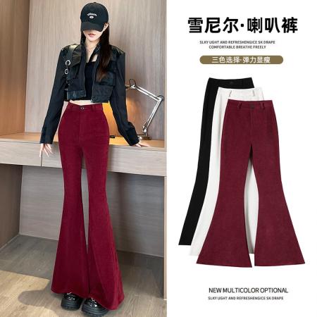 FA48139# 秋冬新款韩版高腰显瘦微喇叭裤百搭休闲西装裤长裤女 服裝批發女裝批發服飾貨源