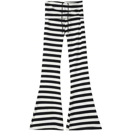 FA48140# 秋季新款韩版高腰显瘦条纹斑马喇叭裤休闲大喇叭瑜伽长裤 服裝批發女裝批發服飾貨源