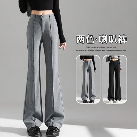 FA48141# 西装微喇叭裤女秋新款小个子马蹄裤高腰显瘦裤垂感裤子 服裝批發女裝批發服飾貨源