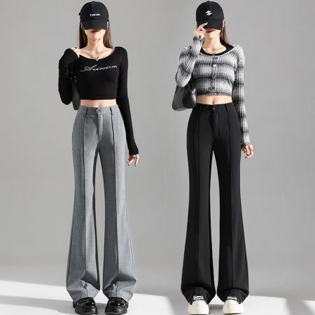 FA48141# 西装微喇叭裤女秋新款小个子马蹄裤高腰显瘦裤垂感裤子 服裝批發女裝批發服飾貨源