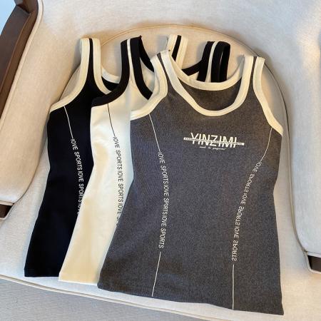 FA48142# 大码德绒保暖背心简约款运动背心固定杯免文胸速热内搭打底衫 服裝批發女裝批發服飾貨源