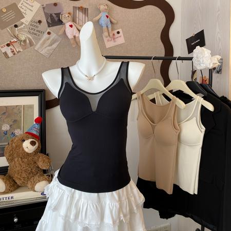 FA48143# 大码秋冬磨毛绒保暖美背圆领网纱聚拢防外扩内衣内搭长打底衫 服裝批發女裝批發服飾貨源