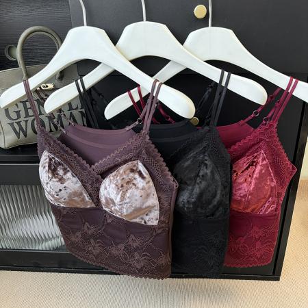 FA48148# 大码秋冬加厚磨绒保暖美背内衣免文胸内搭聚拢防外扩打底吊带 服裝批發女裝批發服飾貨源