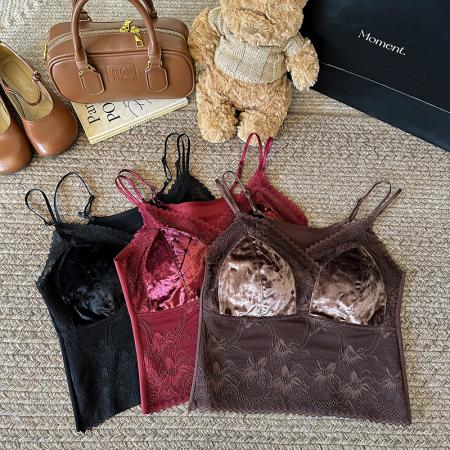 FA48148# 大码秋冬加厚磨绒保暖美背内衣免文胸内搭聚拢防外扩打底吊带 服裝批發女裝批發服飾貨源