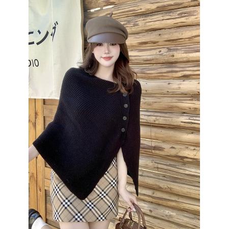 FA48149# 韩国chic针织披肩斗篷大版型毛衣秋冬设计感上衣女 服裝批發女裝批發服飾貨源