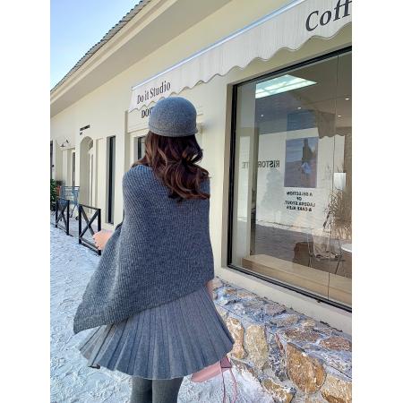 FA48149# 韩国chic针织披肩斗篷大版型毛衣秋冬设计感上衣女 服裝批發女裝批發服飾貨源