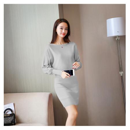 FA48153# 秋冬新款收腰针织连衣裙女款打底毛衣女中长款修身包臀裙 服裝批發女裝批發服飾貨源