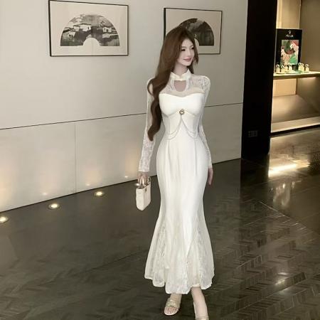 FA48167# 高级感温柔纯欲性感设计感礼服显瘦连衣裙 服裝批發女裝批發服飾貨源