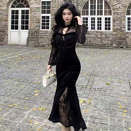 FA48167# 高级感温柔纯欲性感设计感礼服显瘦连衣裙 服裝批發女裝批發服飾貨源