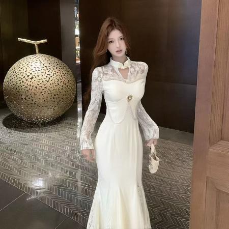 FA48167# 高级感温柔纯欲性感设计感礼服显瘦连衣裙 服裝批發女裝批發服飾貨源