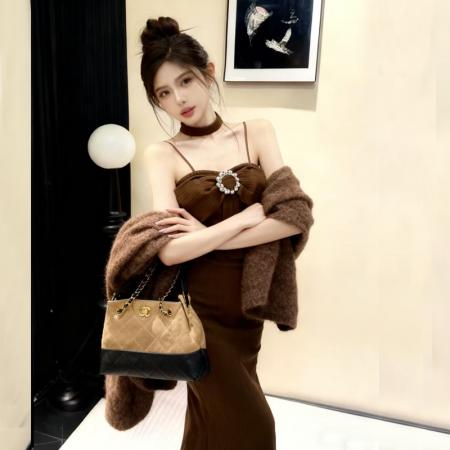 FA48169# 网红爆版羊绒面料纯欲风无袖性感吊带打底包臀中长款内搭连衣裙 服裝批發女裝批發服飾貨源