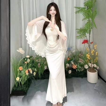 FA48170# 高级感温柔纯欲性感设计感礼服显瘦连衣裙 服裝批發女裝批發服飾貨源