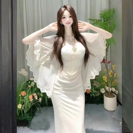 FA48170# 高级感温柔纯欲性感设计感礼服显瘦连衣裙 服裝批發女裝批發服飾貨源